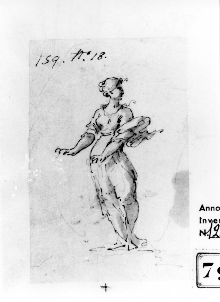figura femminile (disegno) - ambito emiliano (sec. XVII)