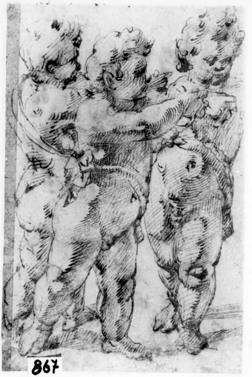 putti (disegno) di Baccio Bandinelli (bottega) (sec. XVI)