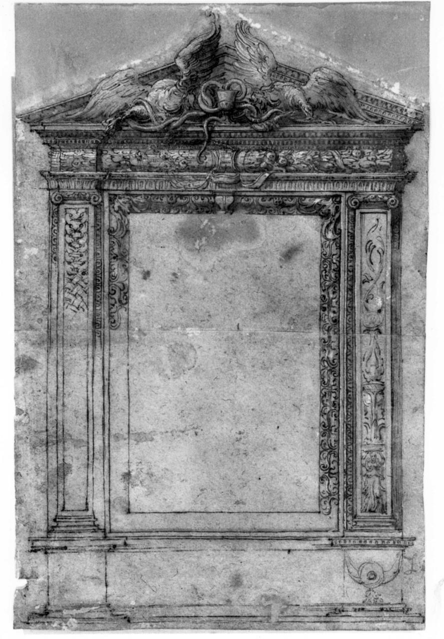 cornice per altare (disegno) di Parmigianino (sec. XVI)