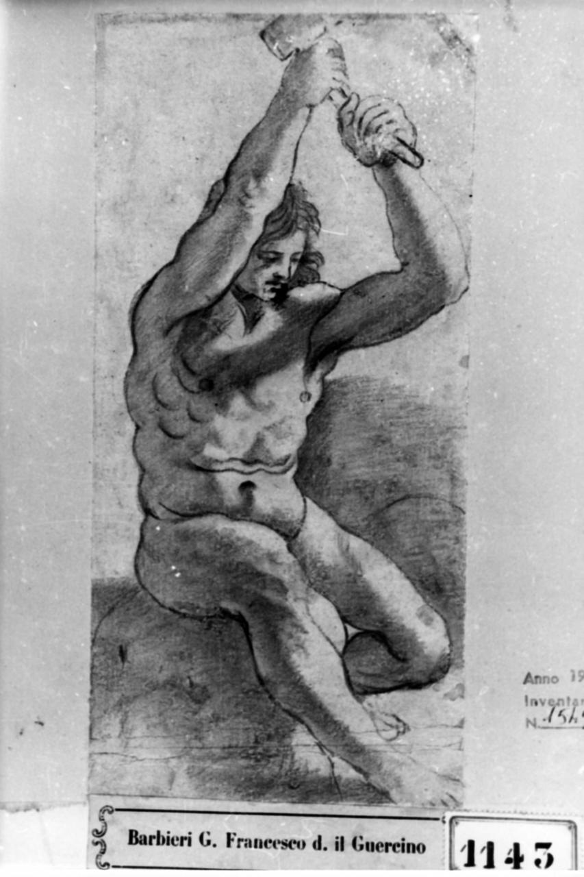 giovane nudo (disegno) di Barbieri Giovan Francesco detto Guercino (maniera) (seconda metà sec. XVII)