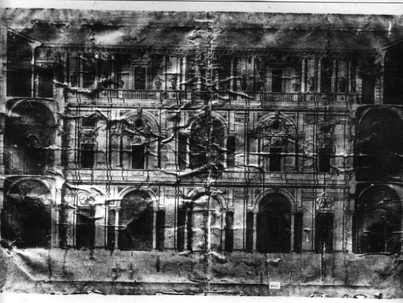 alzato del cortile interno del Palazzo Ducale di Modena (disegno) di Avanzini Bartolomeo Luigi (attribuito) (metà sec. XVII)