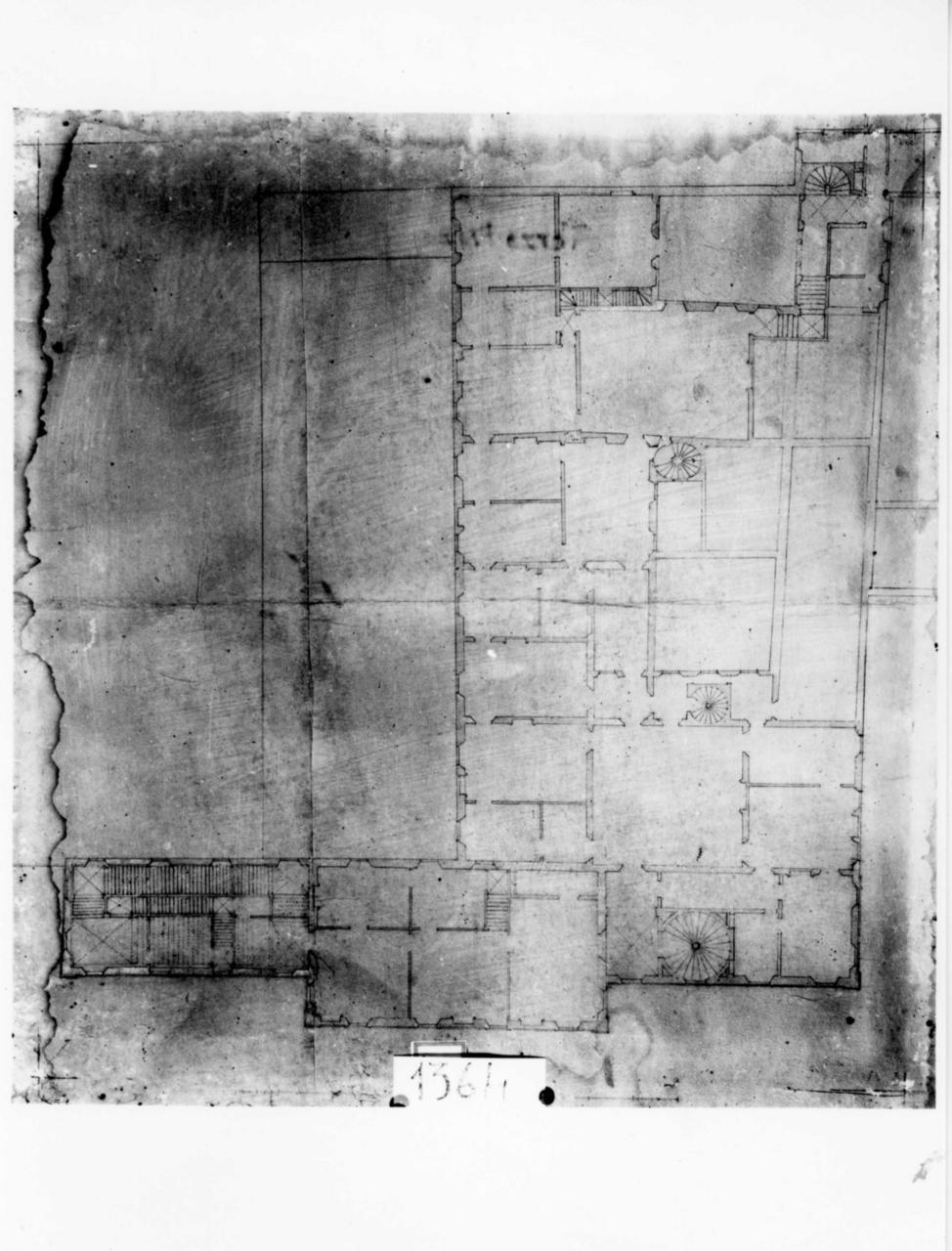 pianta parziale del Palazzo Ducale di Modena (disegno) di Avanzini Bartolomeo Luigi (attribuito) (metà sec. XVII)