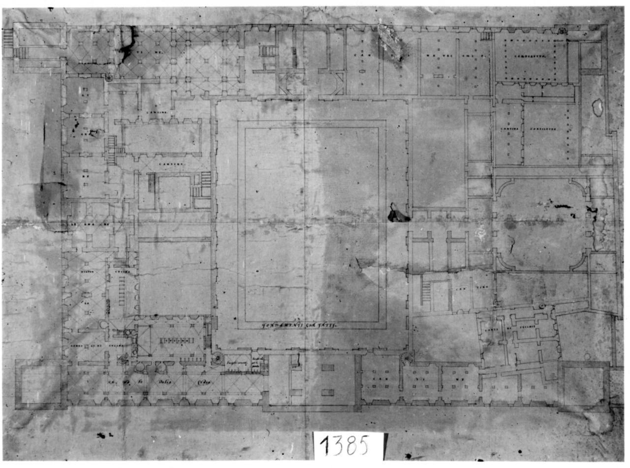 pianta del piano sotterraneo del Palazzo Ducale di Modena (disegno) di Avanzini Bartolomeo Luigi (attribuito) (metà sec. XVII)