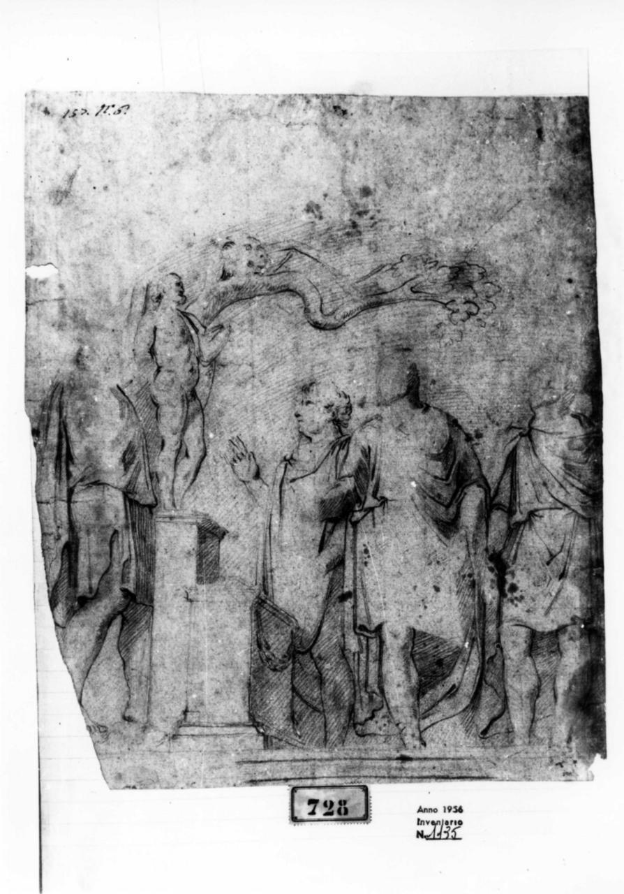 sacrificio pagano (disegno) - ambito italiano (primo quarto sec. XVII)