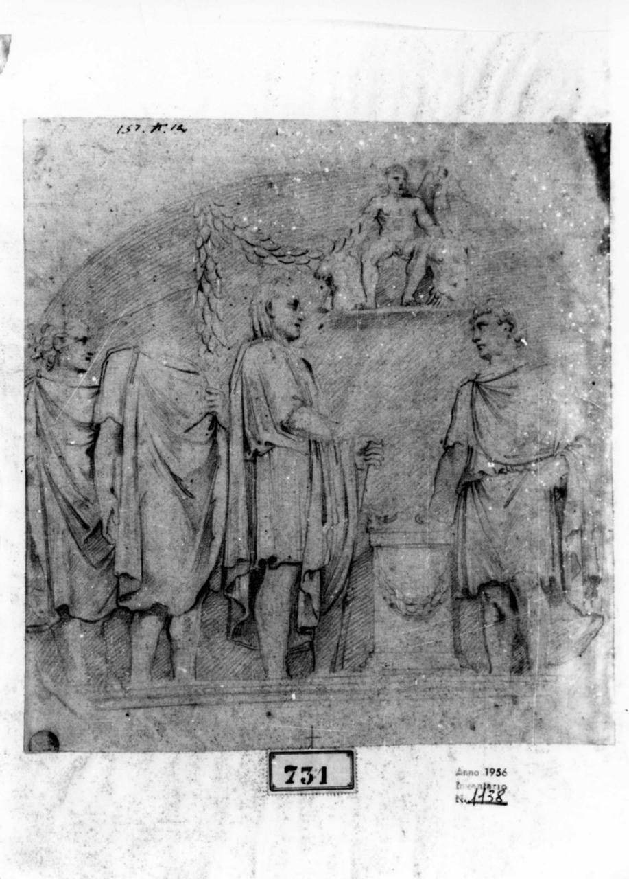 sacrificio pagano (disegno) - ambito italiano (primo quarto sec. XVII)