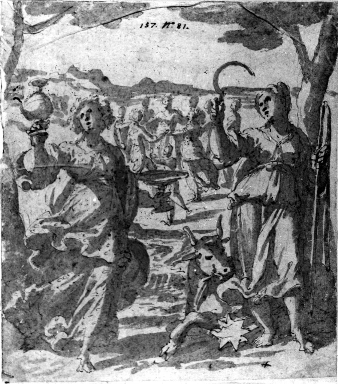 figure allegoriche femminili (disegno) di Rovere Giovanni Battista della (sec. XVII)