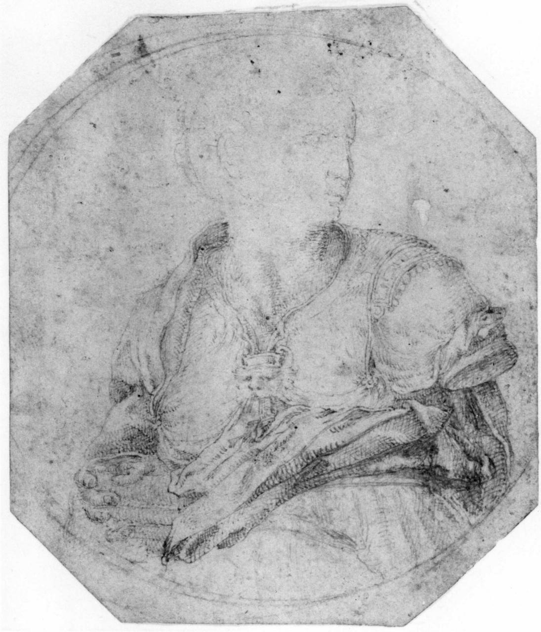 Mezzo busto di donna (disegno) di Orsi Lelio (sec. XVI)