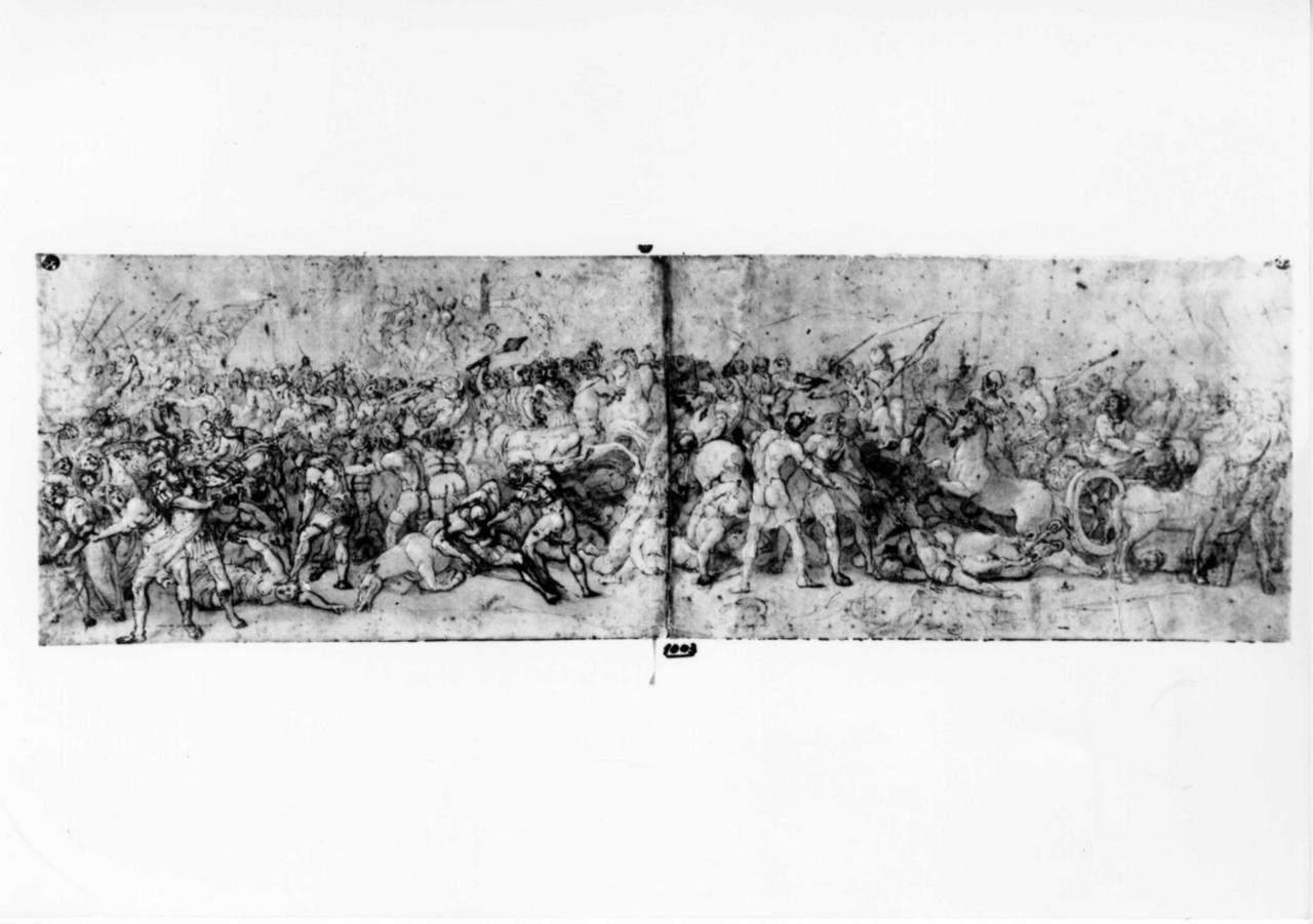 scena di battaglia (disegno) - ambito italiano (sec. XVI)