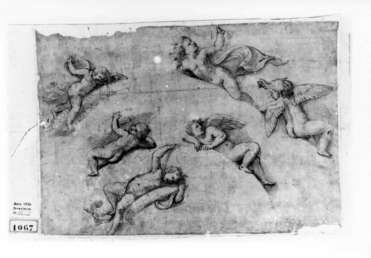 studio di sei putti con ghirlande (disegno) di Giulio Romano (sec. XVI)