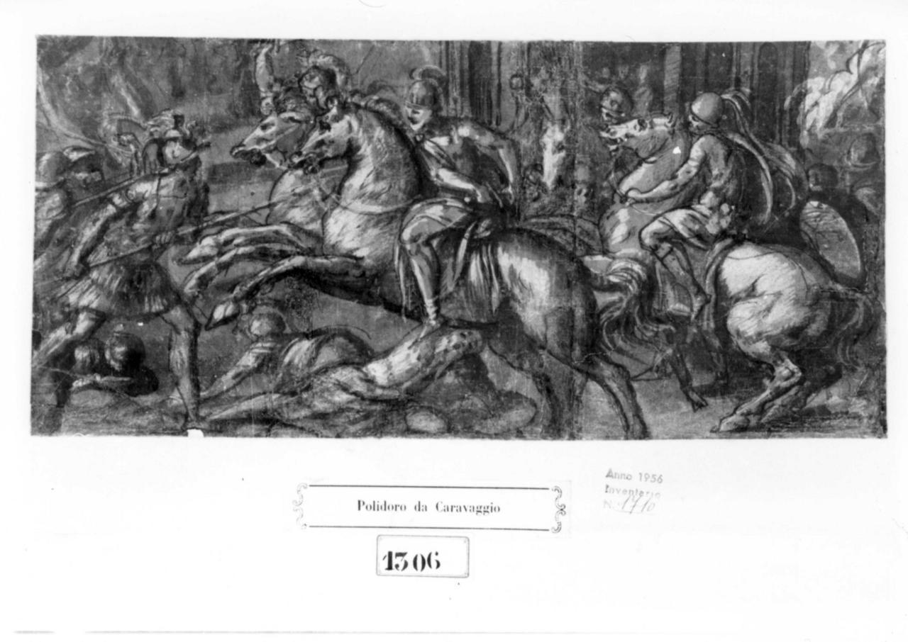 scena di battaglia (disegno) - ambito romano (sec. XVI)