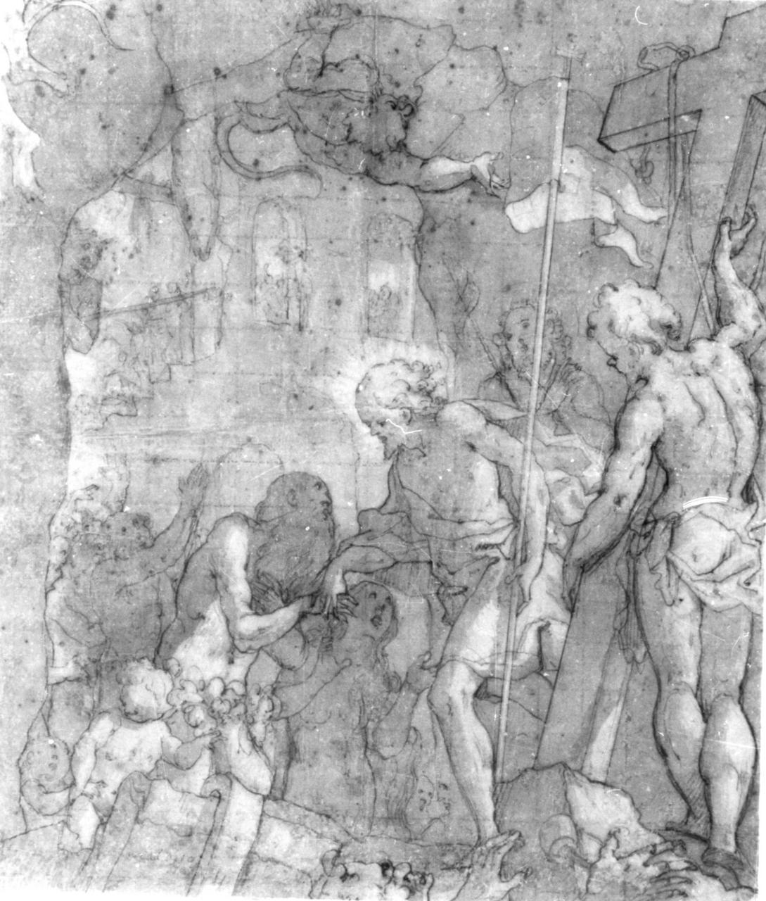 discesa di Cristo al limbo (disegno) - ambito cremonese (fine/inizio secc. XVI/ XVII)