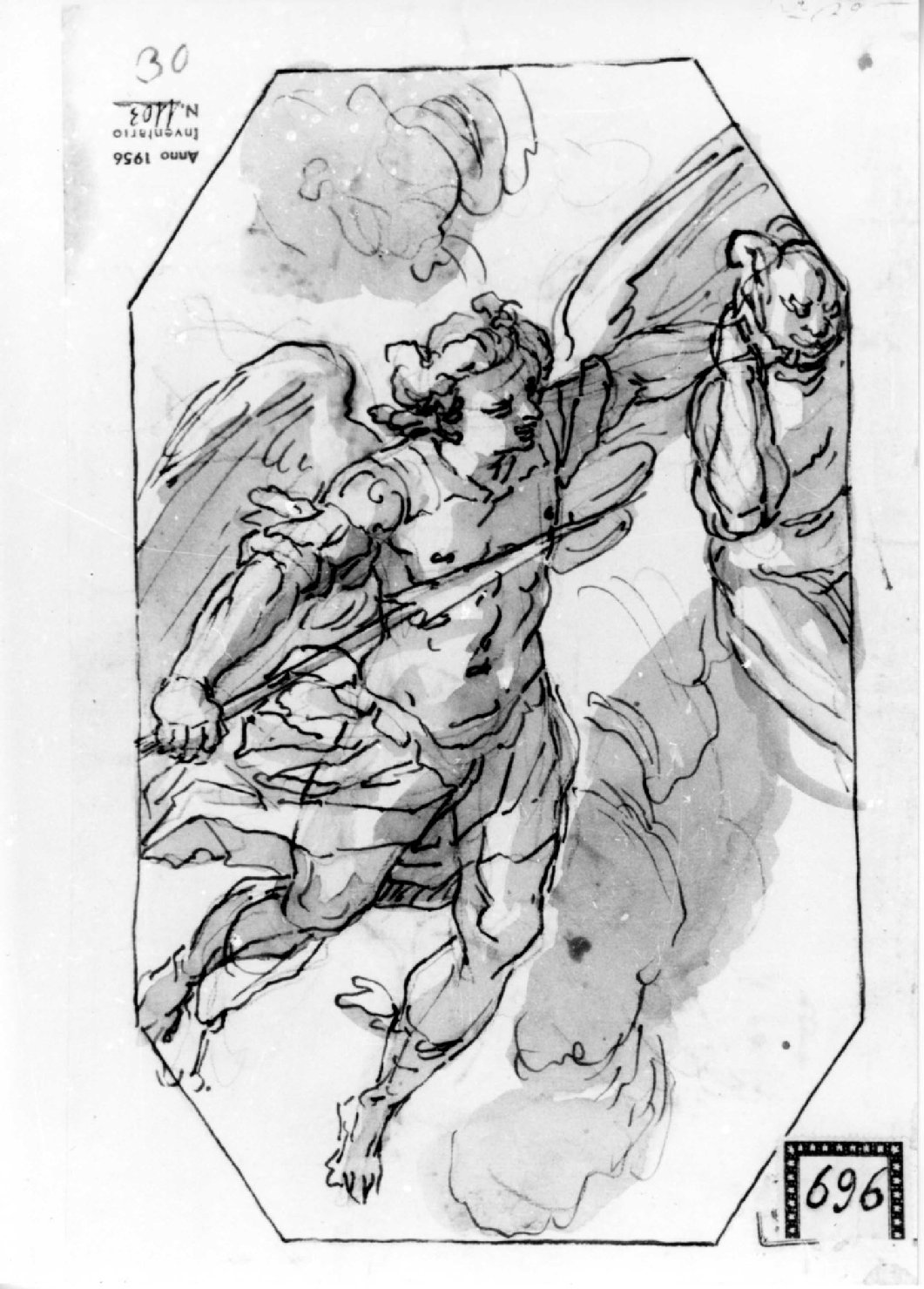 San Michele Arcangelo (r.) - San Bernardo (v.), San Michele Arcangelo (disegno) di Tavarone Lazzaro (prima metà sec. XVII)