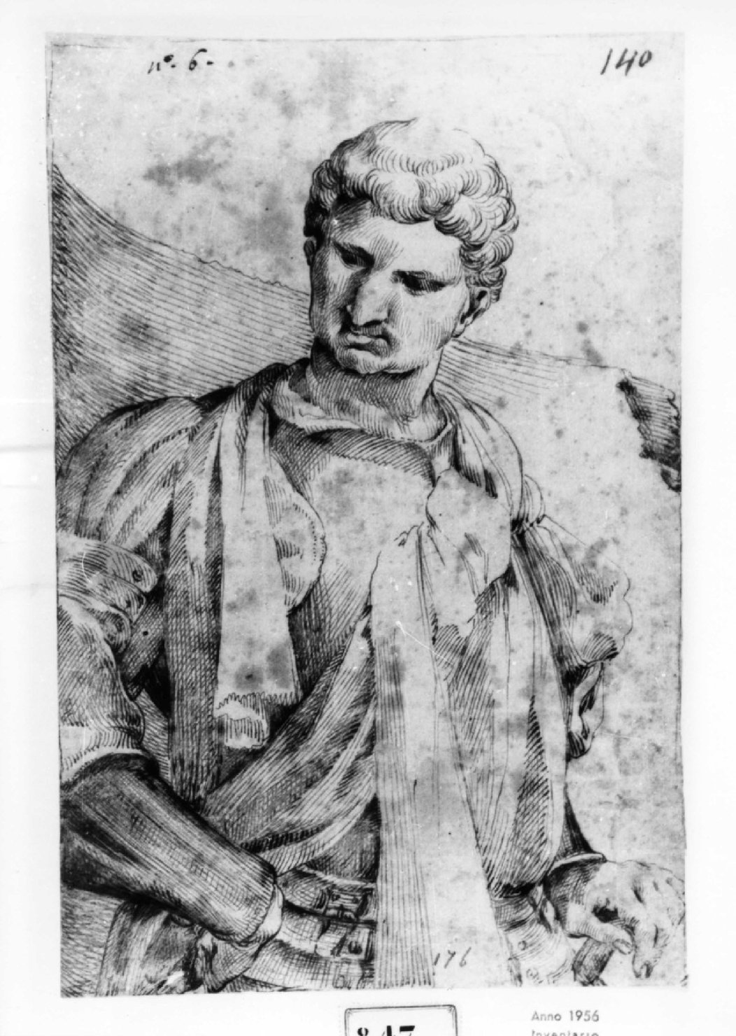 Busto di Imperatore romano, busto ritratto d'uomo (disegno, serie) di Passerotti Bartolomeo (scuola) (ultimo quarto sec. XVI)