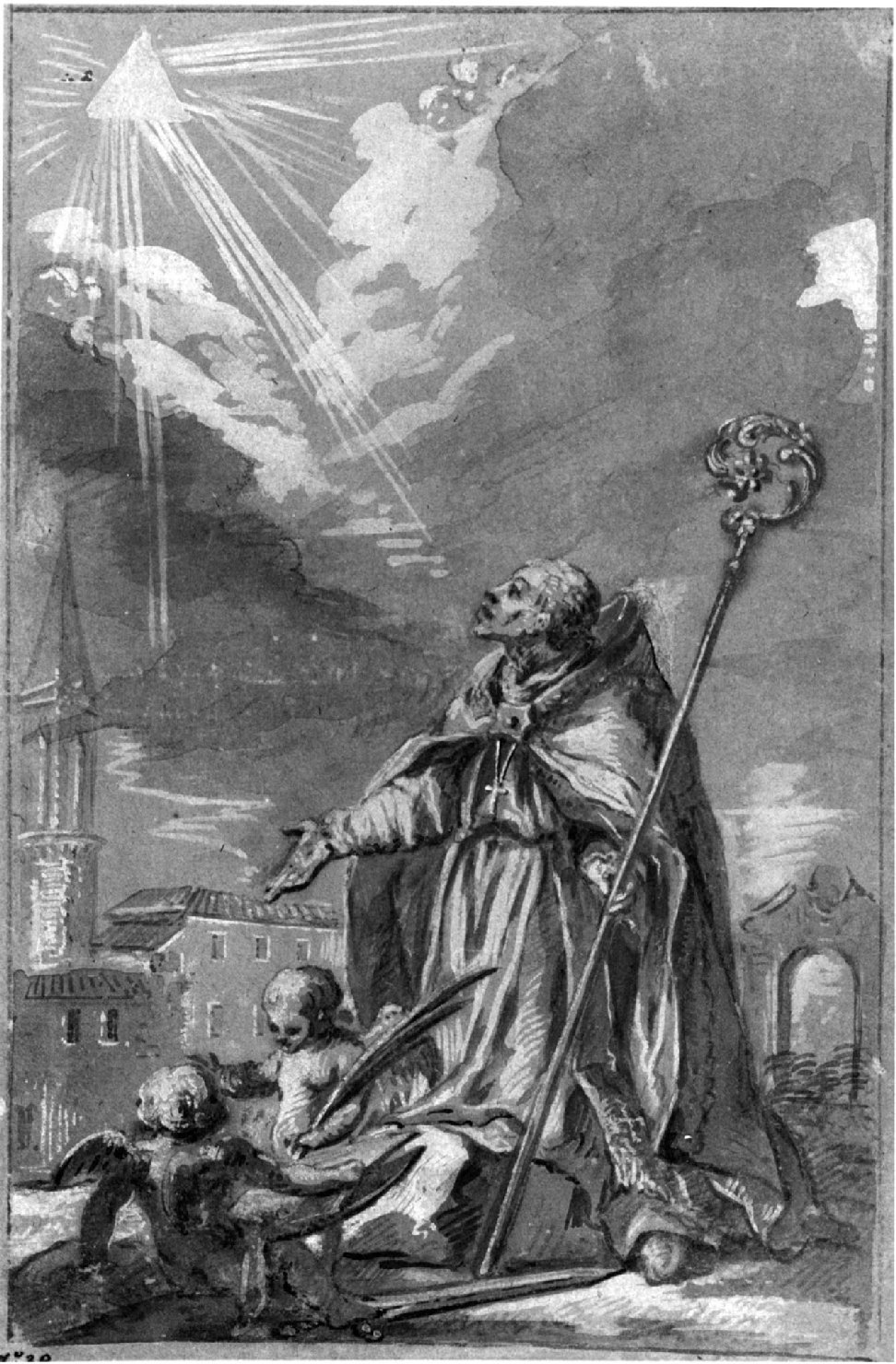 San Geminiano presso la città di Modena, San Geminiano (disegno, opera isolata) - ambito modenese (primo quarto sec. XVIII)