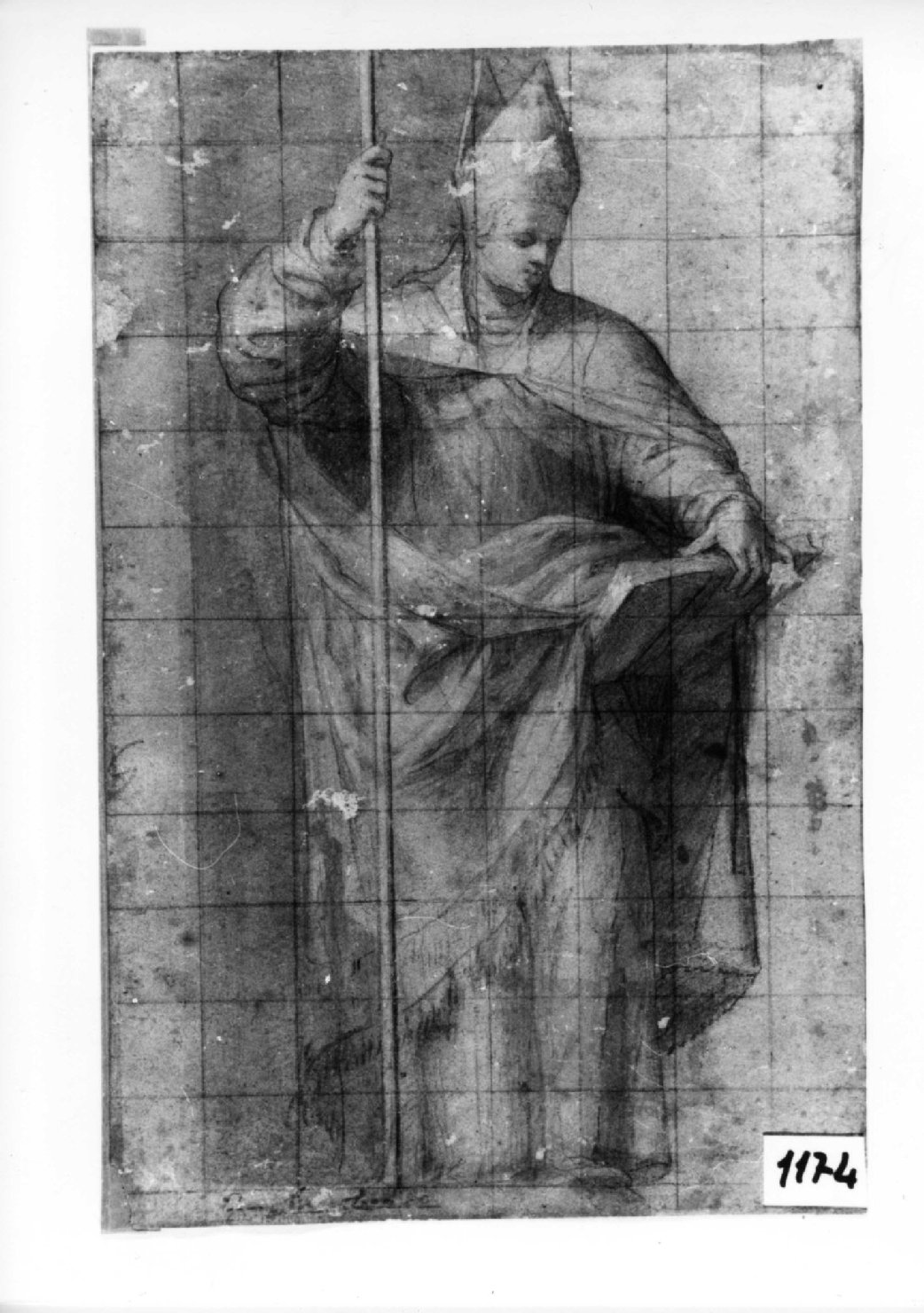 Santo vescovo, Santo vescovo (disegno, opera isolata) di Campi Bernardino (seconda metà sec. XVI)