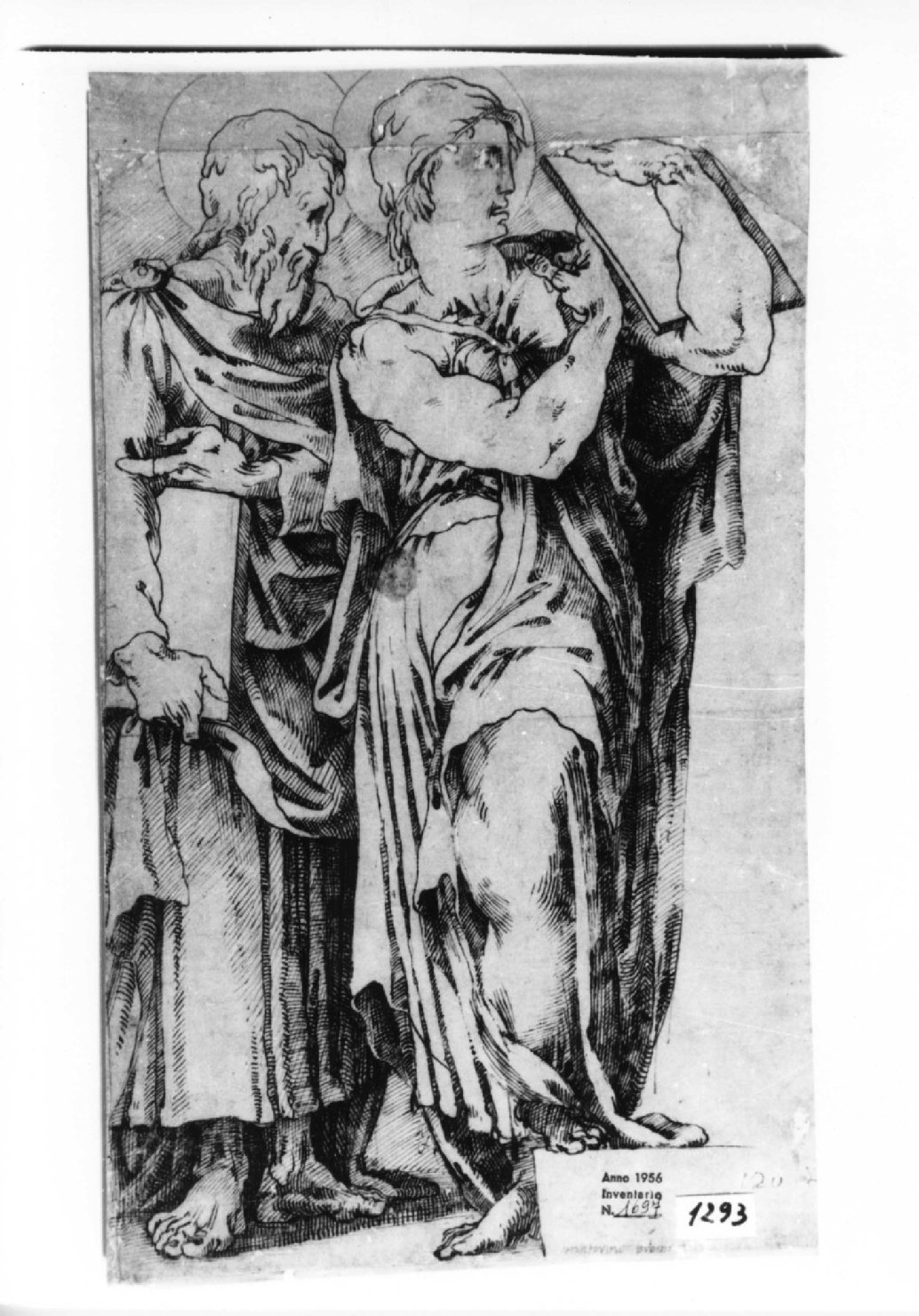 Due dottori della Chiesa, Dottori della chiesa (disegno, opera isolata) di Baccio Bandinelli (bottega) (terzo quarto sec. XVI)