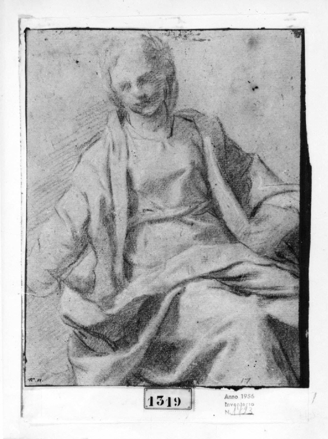 Figura femminile seduta, figura femminile seduta (disegno, opera isolata) di Schedoni Bartolomeo (inizio sec. XVII)