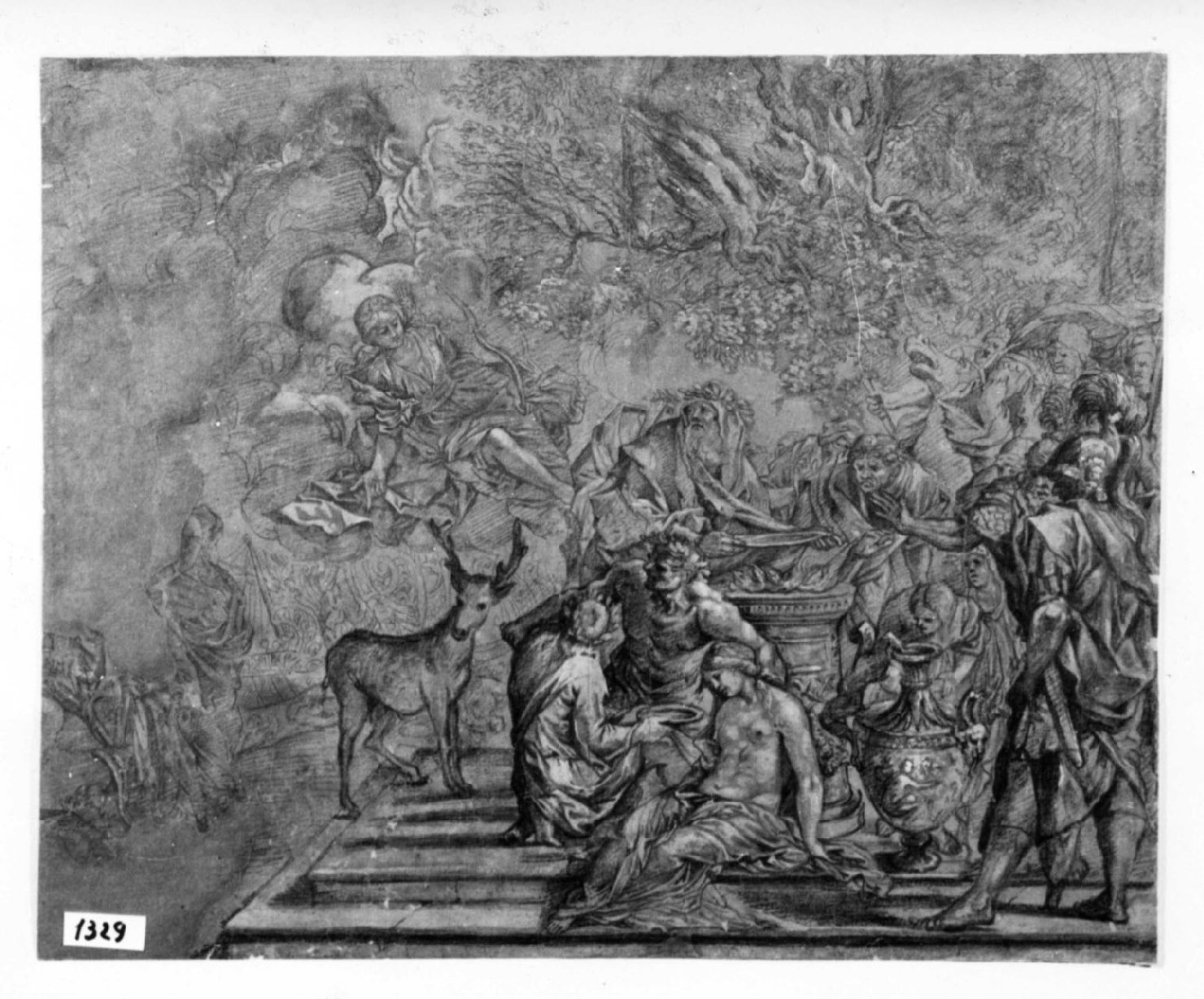Il sacrificio di Ifigenia (disegno, opera isolata) - ambito italiano (metà sec. XVII)