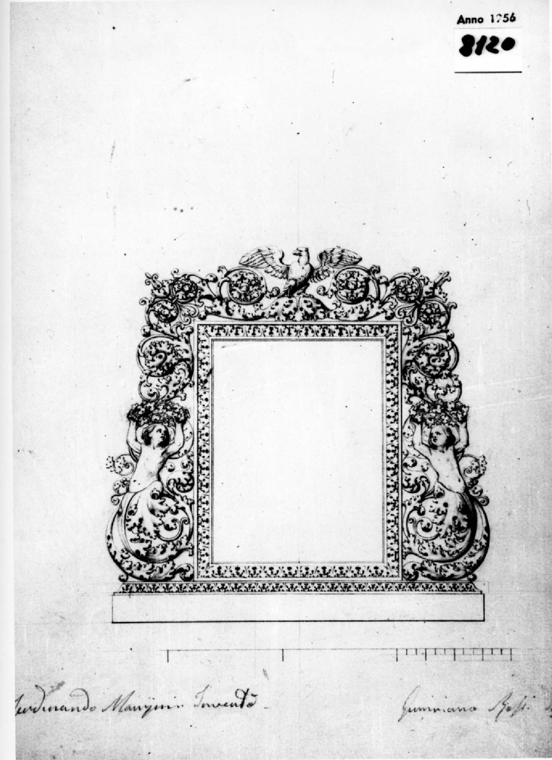Specchiera (disegno, opera isolata) di Rossi Geminiano (metà sec. XIX)
