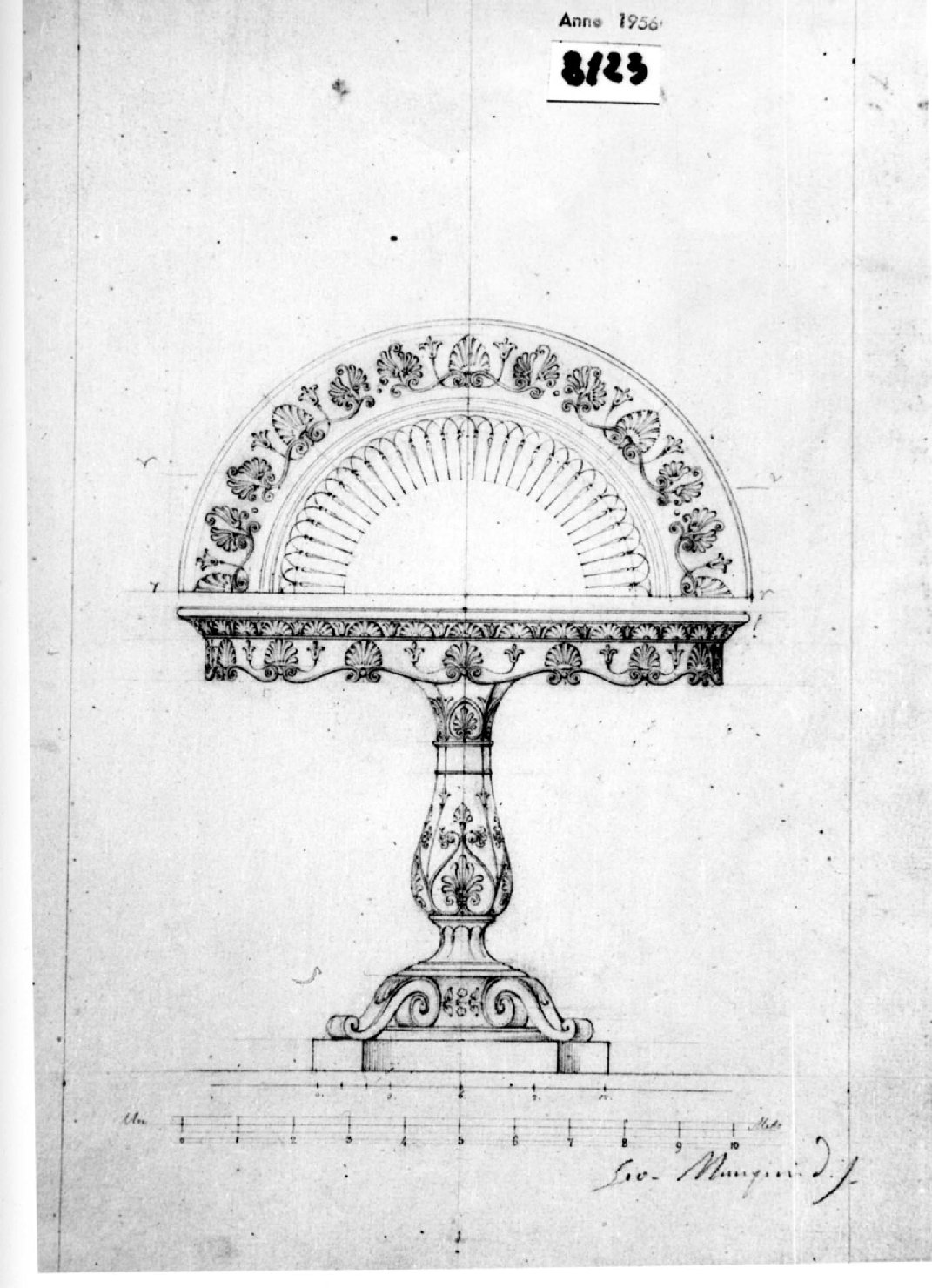 Tavolino (disegno, opera isolata) di Manzini Giovanni (metà sec. XIX)