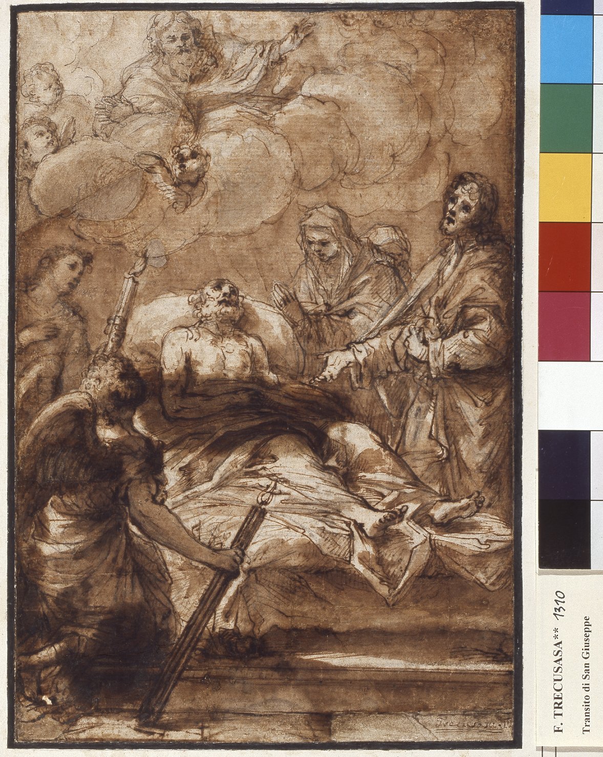 Morte di S. Giuseppe, morte di San Giuseppe (disegno preparatorio) di Trevisani Francesco (attribuito) (prima metà sec. XVIII)
