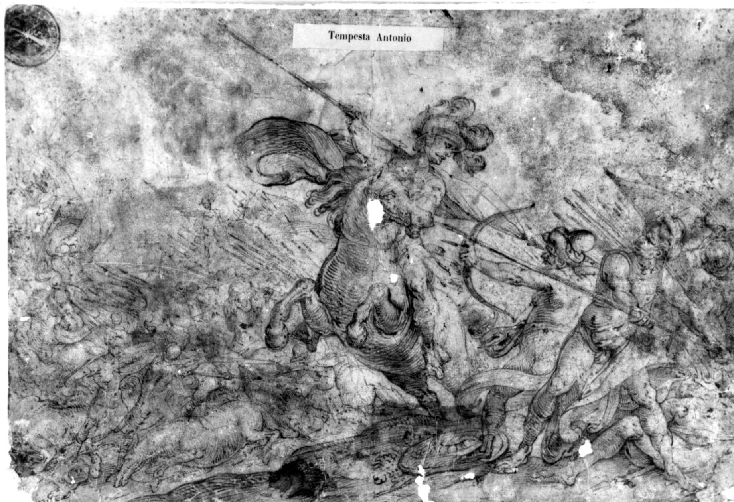 Scena di battaglia, battaglia (disegno, opera isolata) di Tempesta Antonio (attribuito) (fine/inizio secc. XVI/ XVII)