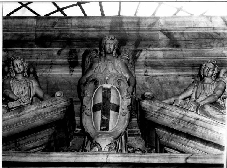 ANGELO CON SCUDO CROCIATO (SCULTURA) - AMBITO LIGURE (ultimo quarto SEC. XVI)