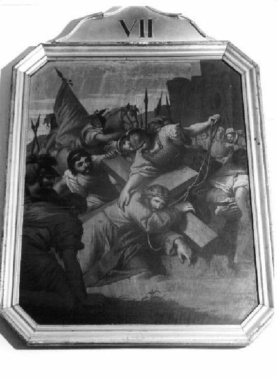 stazione VII: Gesù cade sotto la croce la seconda volta (Via Crucis, elemento d'insieme) - ambito ligure (prima metà sec. XIX)