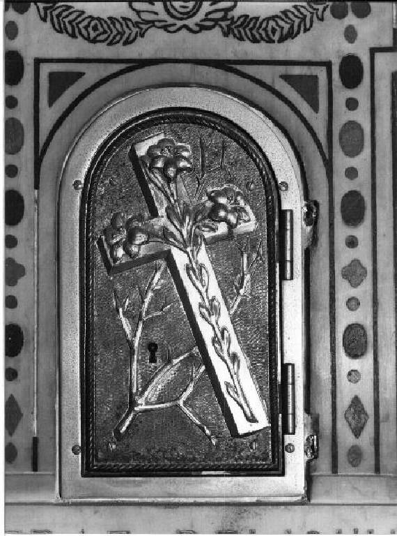 croce fiorita (sportello di tabernacolo, elemento d'insieme) - PRODUZIONE LIGURE (seconda metà sec. XIX)