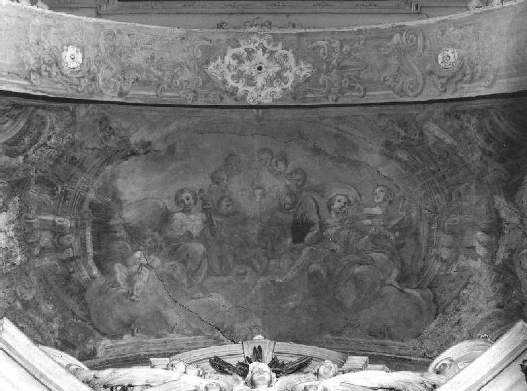 angeli musicanti in gloria con Sacro Cuore (dipinto, elemento d'insieme) - ambito ligure (sec. XVIII)