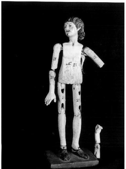 figura maschile (statuetta di presepio, elemento d'insieme) - produzione italiana (prima metà sec. XIX)