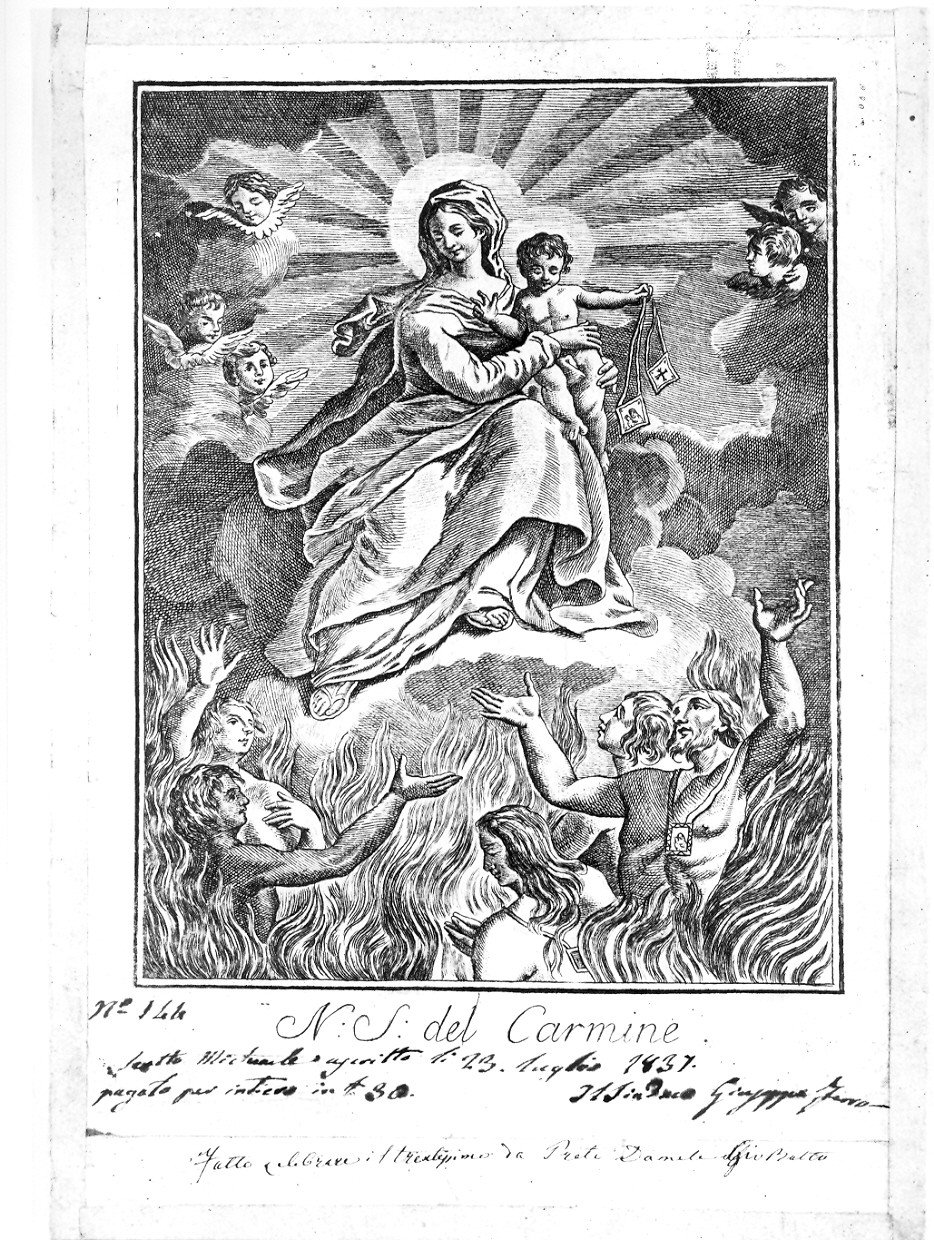 Madonna del Carmelo (stampa) - ambito ligure (prima metà sec. XIX)