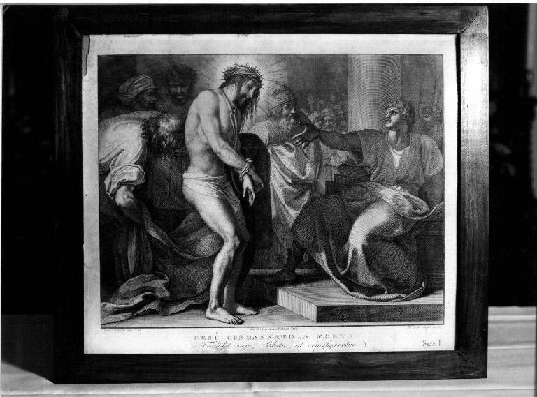 stazione I: Gesù condannato a morte (stampa) di Sabatelli Luigi, Cecchi Giovanni Battista, Pera Giuseppe (sec. XIX)