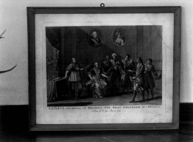 PIO VI ALLOGGIA A BOLOGNA (stampa) - ambito romano (sec. XIX)