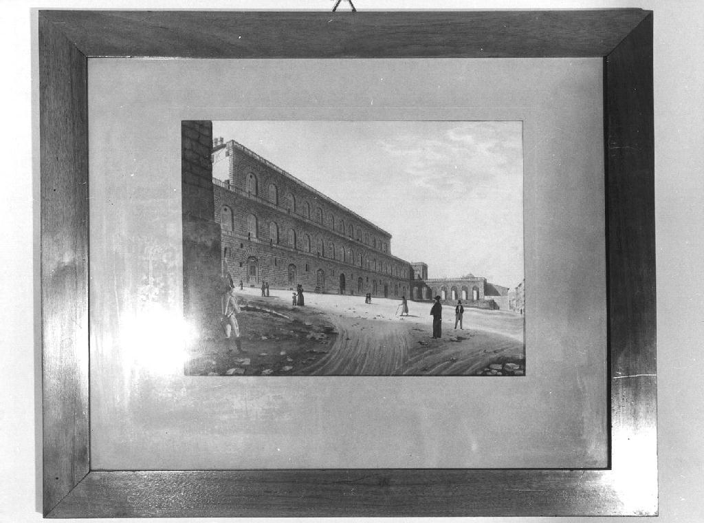 VEDUTA DI PALAZZO PITTI A FIRENZE (stampa colorata a mano, serie) - ambito italiano (seconda metà sec. XIX)