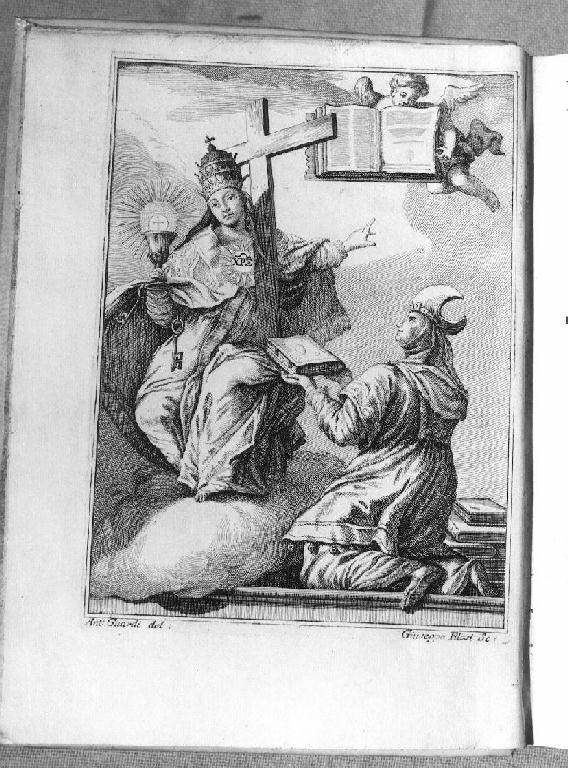 Chiesa patrocina l'edizione vulgata della Bibbia (stampa) di Guardi Francesco, Filosi Giuseppe (sec. XVIII)