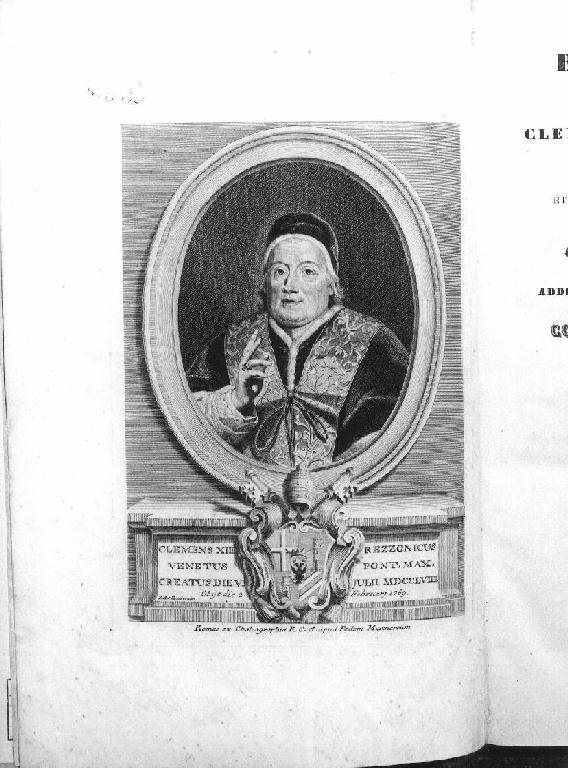 ritratto di papa Clemente XIII (stampa) di Pazzi Antonio (sec. XIX)