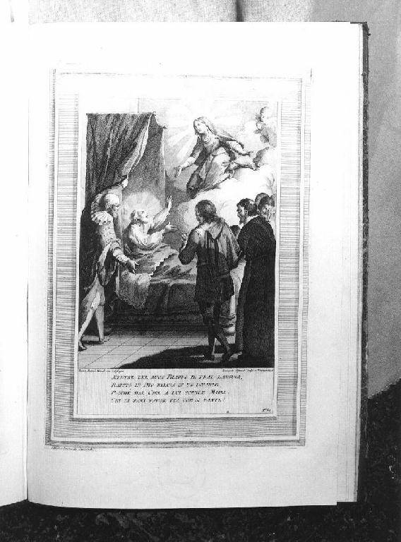 San Filippo Neri ha la visione della Madonna (stampa, elemento d'insieme) di Alessandri Innocente, Novelli Pietro Antonio (sec. XVIII)