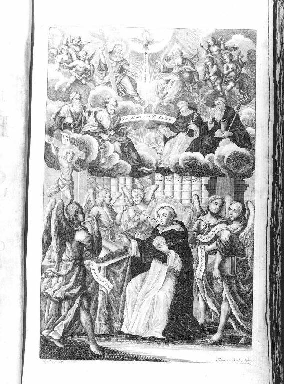 San Tommaso d'Aquino con angeli, Trinità e Santi (stampa) di Rogg Gottfried, Baeck Thomas (sec. XVIII)