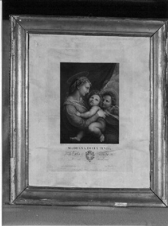 MADONNA DELLA TENDA, Madonna con Bambino e San Giovannino (stampa, elemento d'insieme) - ambito parmense (secondo quarto sec. XIX)