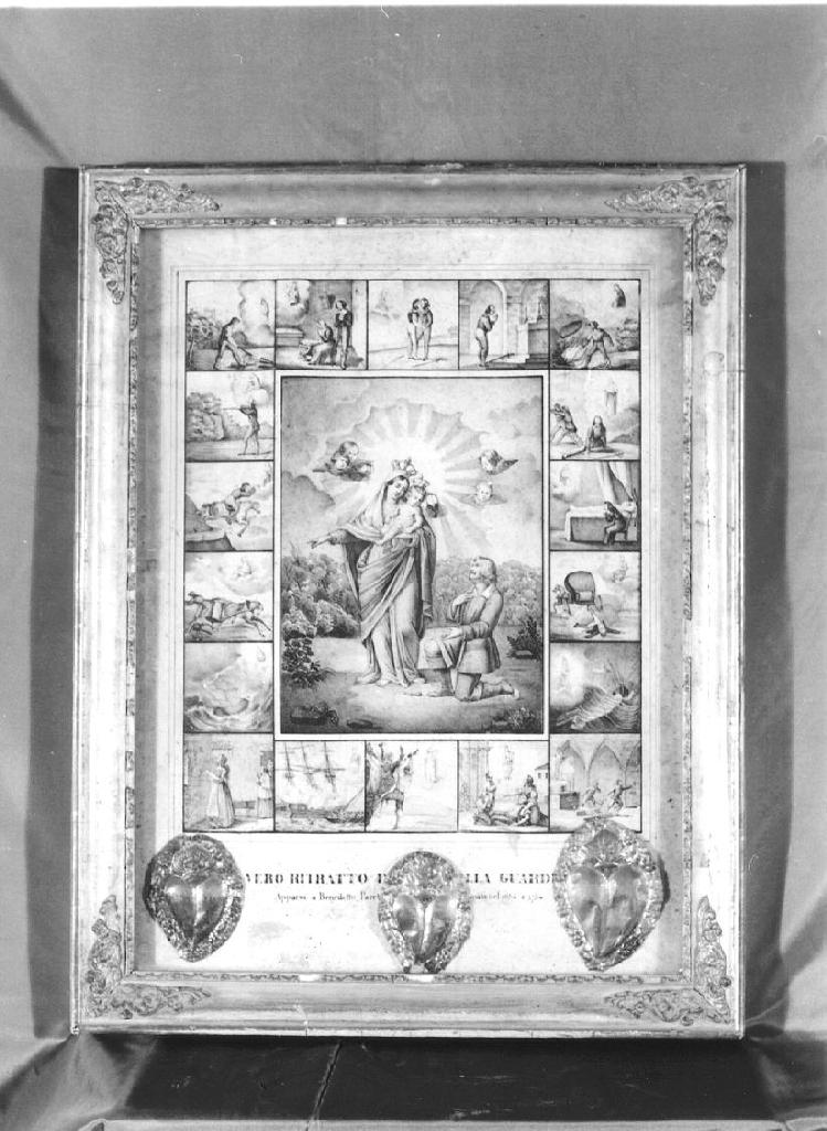 MADONNA DELLA GUARDIA APPARE AL BEATO PARETO/ MIRACOLI DELLA MADONNA DELLA GUARDIA (stampa, frammento) - ambito ligure (fine/inizio secc. XIX/ XX)