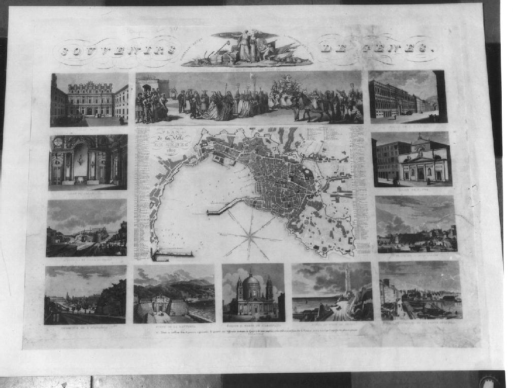 Vedute di Genova/ Pianta di Genova (stampa) di Bonatti Domenico Senior (sec. XIX)