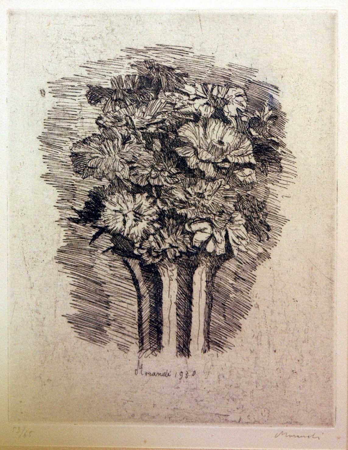 ZINNIE, 1930, vaso con fiori (stampa, frammento) di Morandi Giorgio (sec. XX)