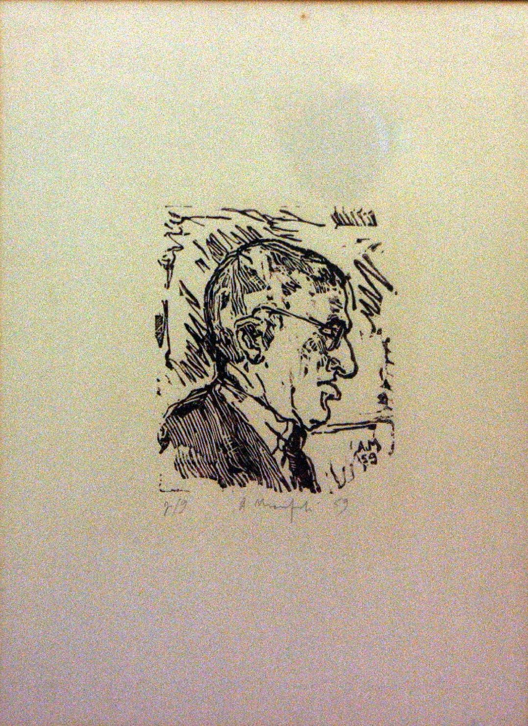 Ritratto d'uomo (stampa, frammento) di Manfredi Alberto (sec. XX)