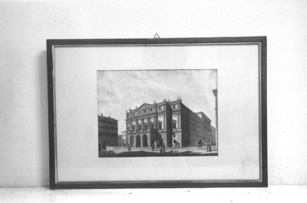 TEATRO ALLA SCALA DI MILANO (stampa colorata a mano) - ambito Italia settentrionale (prima metà sec. XIX)