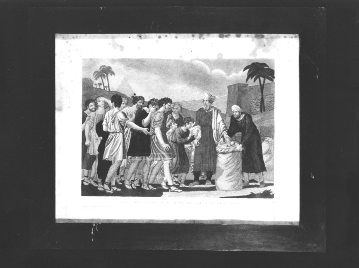 RITROVAMENTO DELLA COPPA NEL SACCO DI BENIAMINO (stampa, serie) - PRODUZIONE LIGURE (secondo quarto sec. XIX)