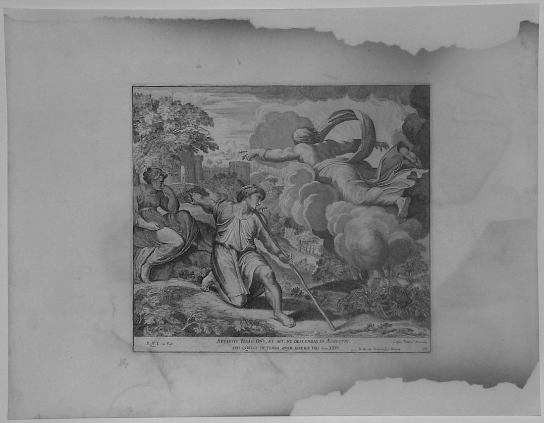 DIO APPARE AD ISACCO (stampa, serie) di Fantetti Cesare, Sanzio Raffaello (bottega) (seconda metà sec. XVII)