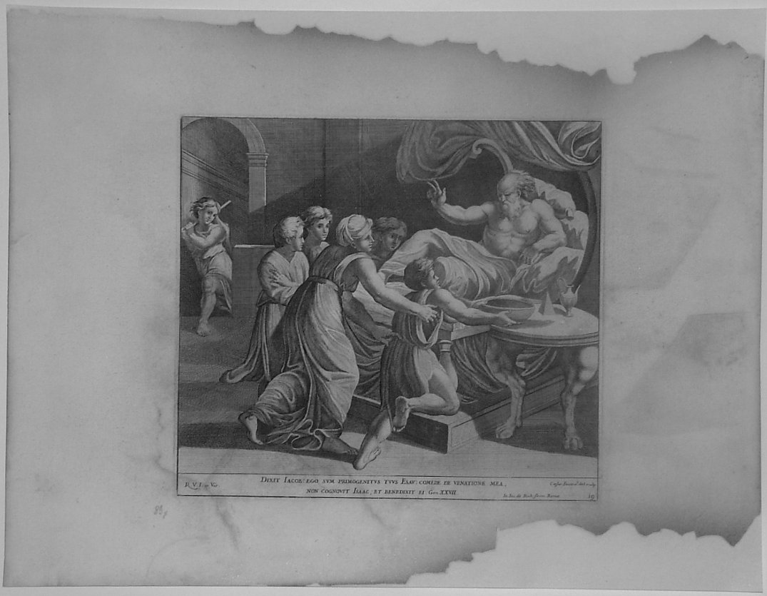 ISACCO BENEDICE GIACOBBE (stampa, serie) di Fantetti Cesare, Sanzio Raffaello (bottega) (seconda metà sec. XVII)
