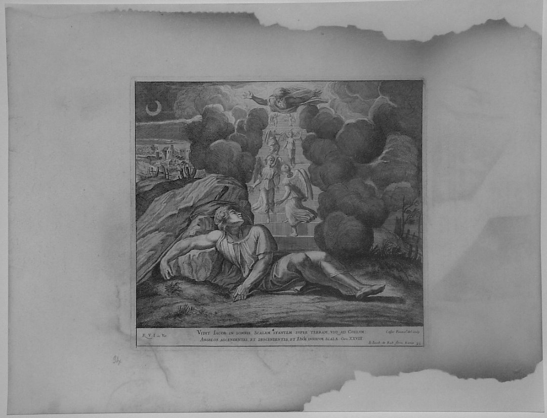 SOGNO DI GIACOBBE (stampa, serie) di Fantetti Cesare, Sanzio Raffaello (bottega) (seconda metà sec. XVII)