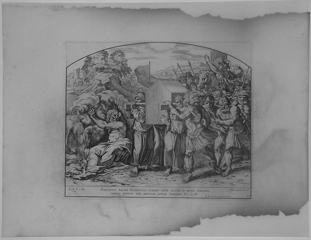 PASSAGGIO DEL GIORDANO (stampa, serie) di Dell'Aquila Pietro, Sanzio Raffaello (bottega) (seconda metà sec. XVII)